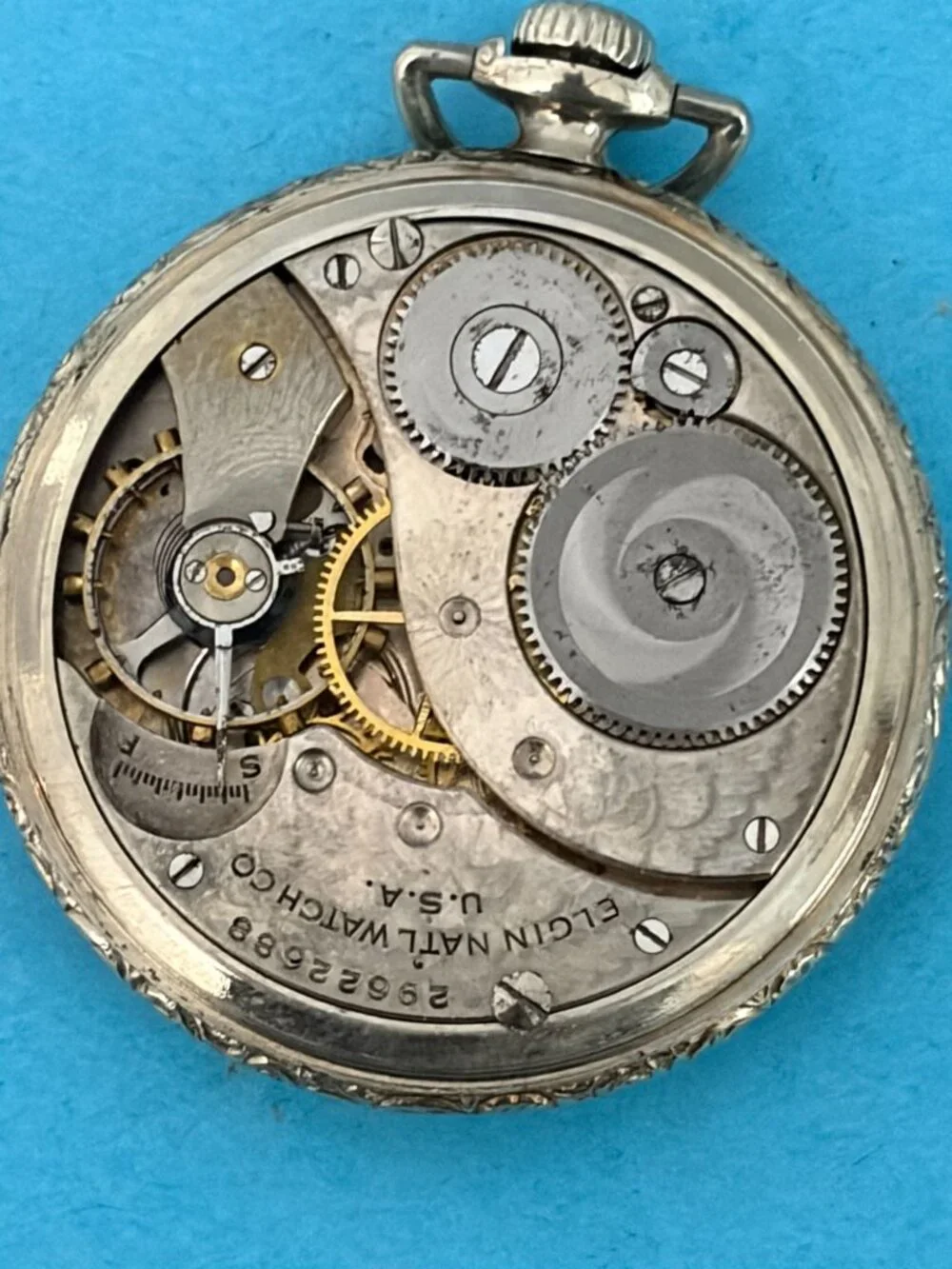 1927 Elgin Pocket Watch 303 Model 3 class 114 12s 7kj supreme case 4 parts or re